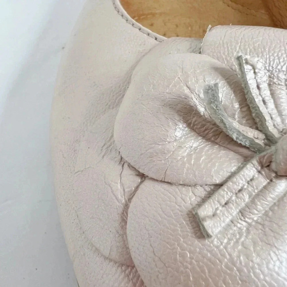 Clarks Women's Aldea Palm Champagne Leather Flower Ballet Flats Size 10 - Picture 11 of 11